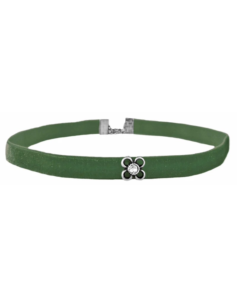 LUISIA® Samt Kropfband "Ramona" mit Premium Kristall | Olivgrün