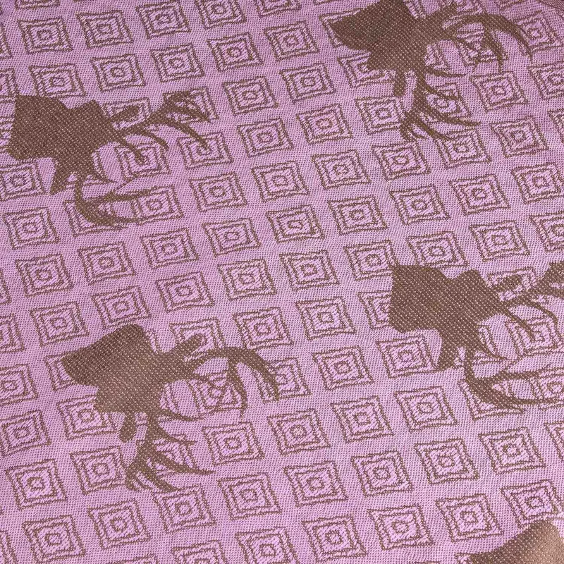 Halstuch Schal mit Hirschkopf Motiv 185 x 70 cm | Rosa / Braun