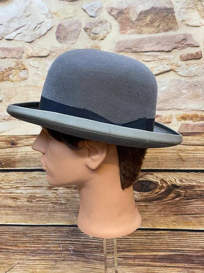 Graue Vintage Melone Gr. L – Weflor Bowler Hat aus Wolle