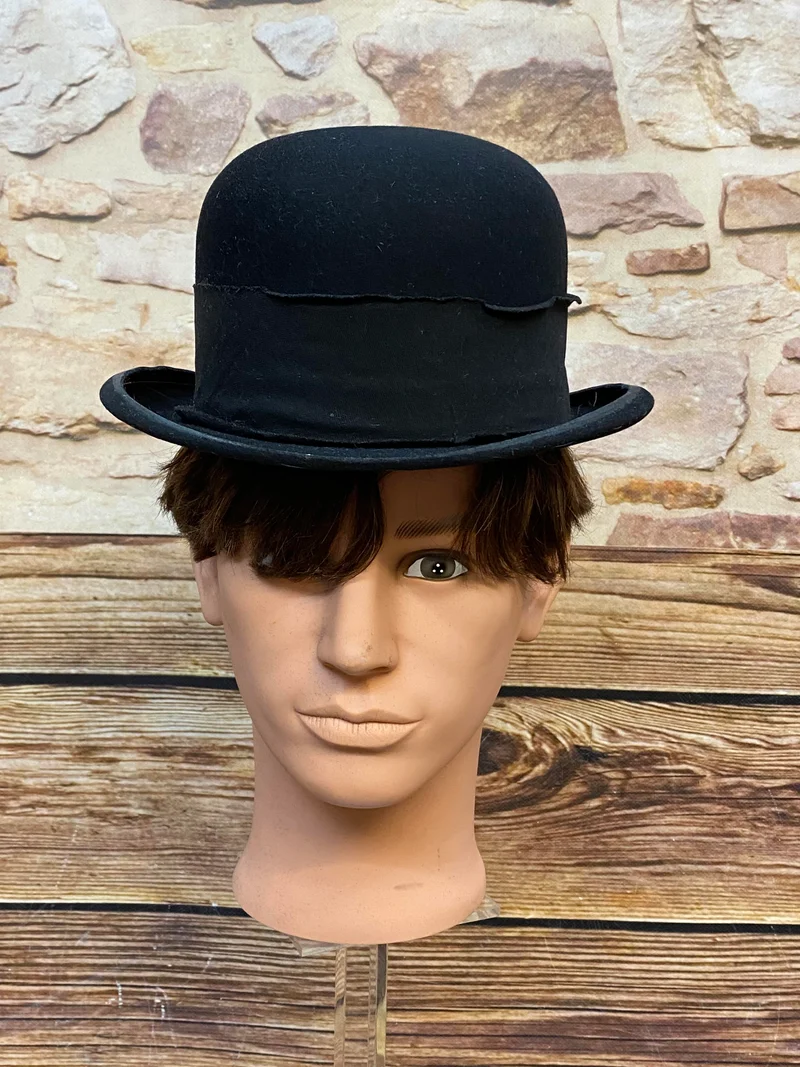 Schwarze Vintage Melone Viathier Gr. 55 – echter Bowler Hat