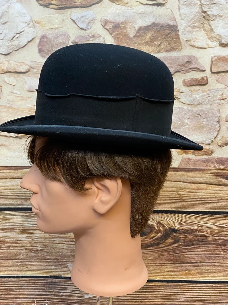 Schwarze Vintage Melone Viathier Gr. 55 – echter Bowler Hat