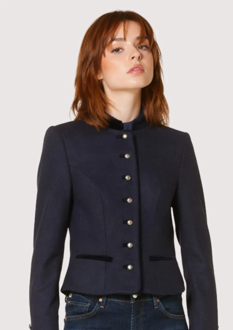 Womens Navy Trachten Wool Jacket