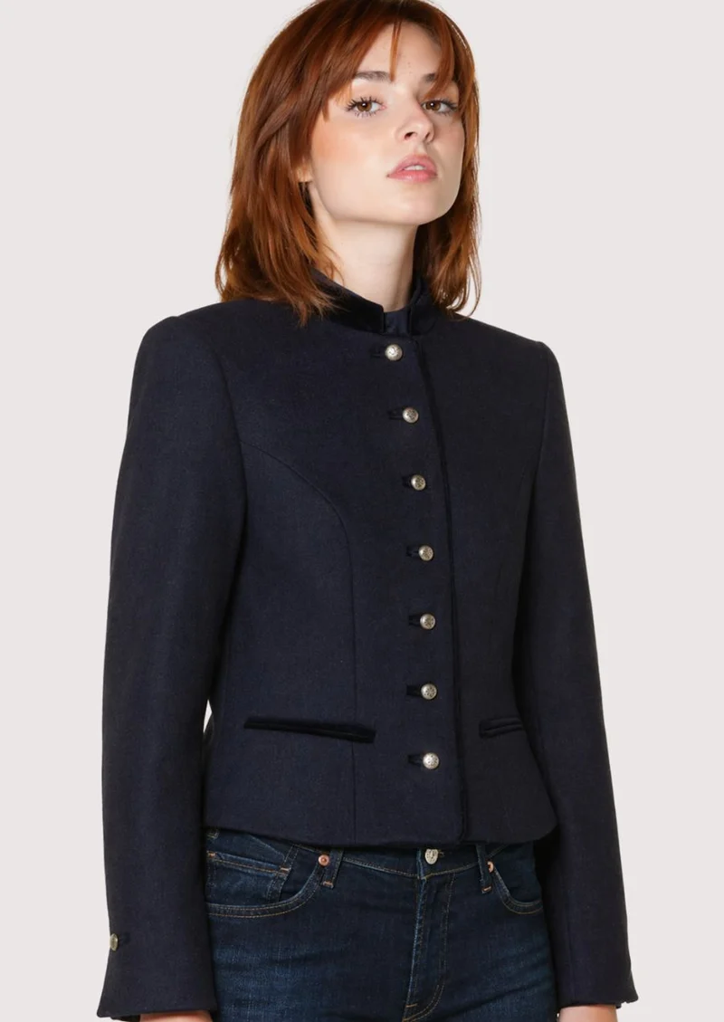 Womens Navy Trachten Wool Jacket