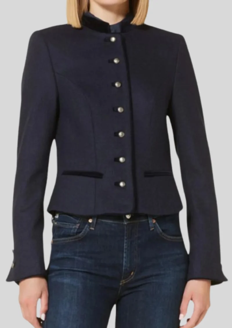 Womens Navy Trachten Wool Jacket