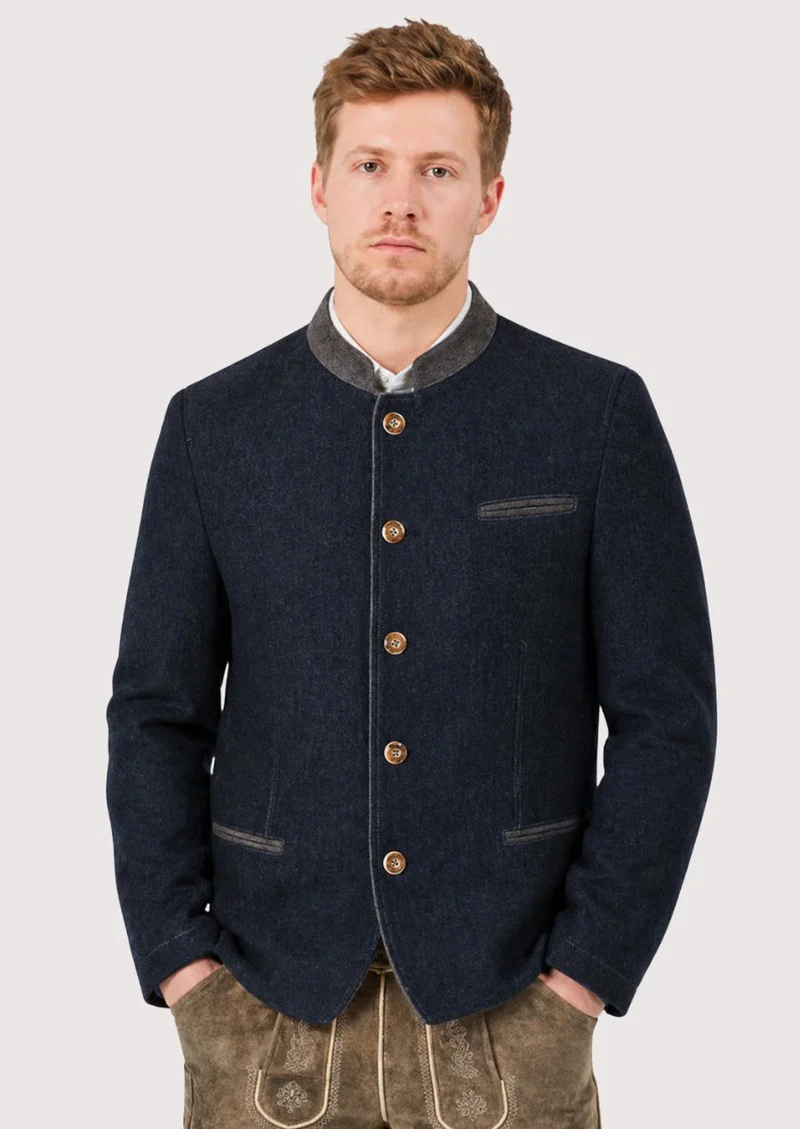 Mens Navy Blue Trachten Jacket Fit
