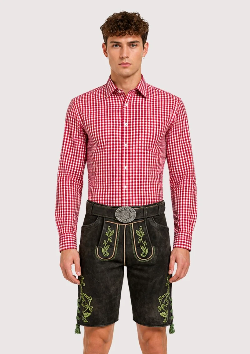 Men’s Black Lederhosen Green Stitch