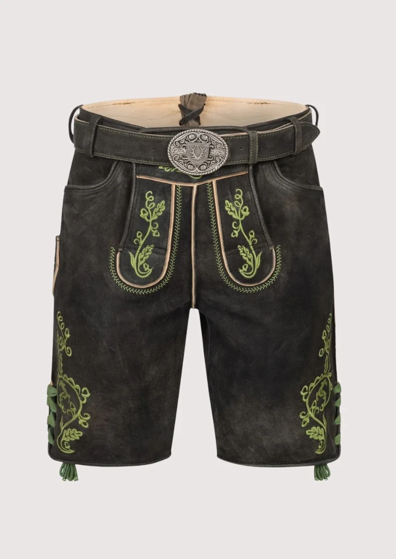Men’s Black Lederhosen Green Stitch