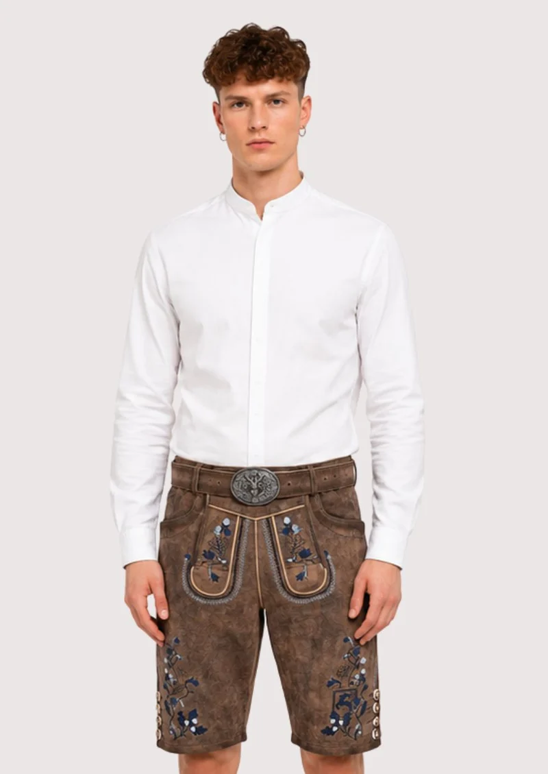Men’s Bavarian Lederhosen Blue Trim