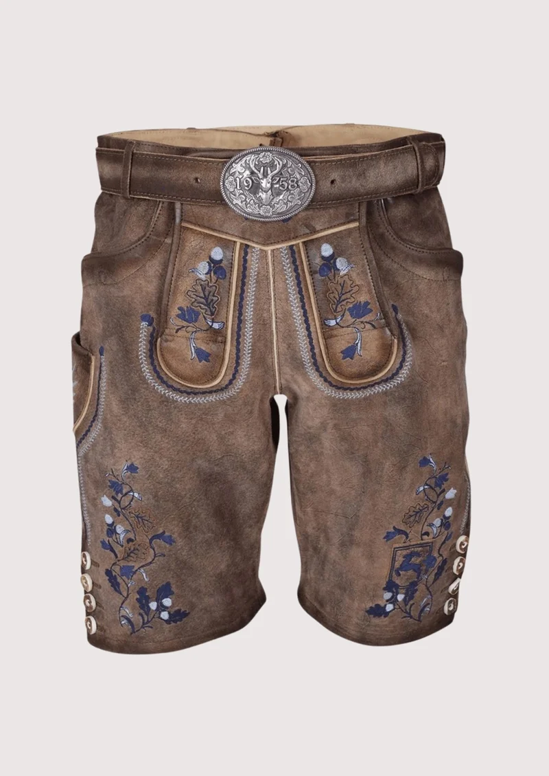 Men’s Bavarian Lederhosen Blue Trim