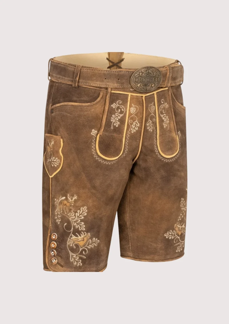 Mens Golden Oak Alpine Lederhosen