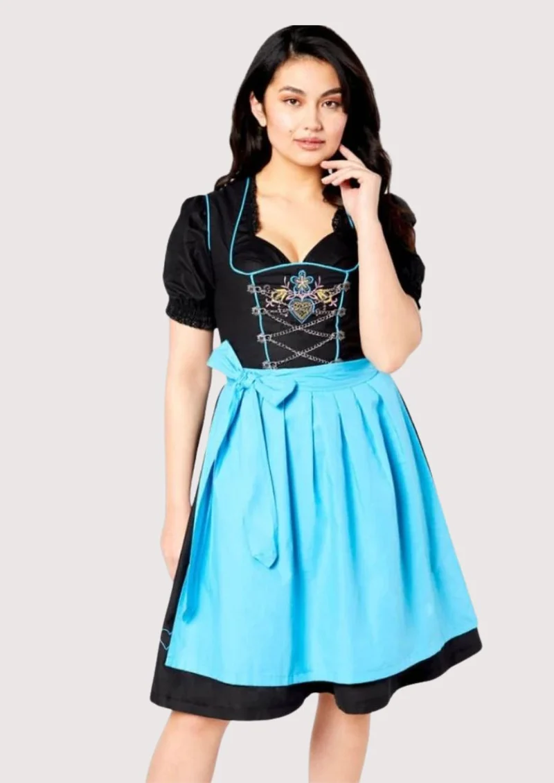 Women’s Black Blue Dirndl Dress