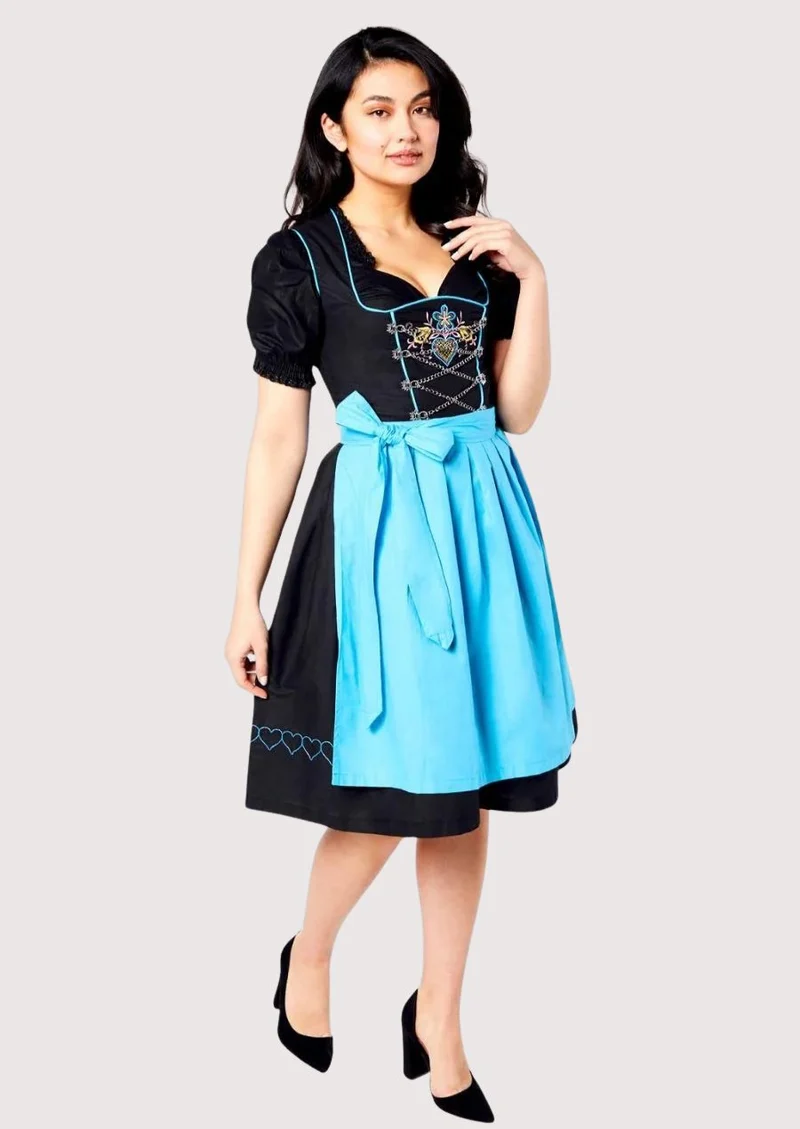 Women’s Black Blue Dirndl Dress