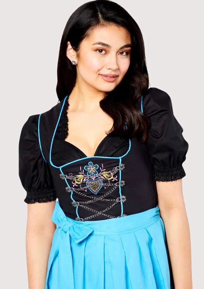 Women’s Black Blue Dirndl Dress