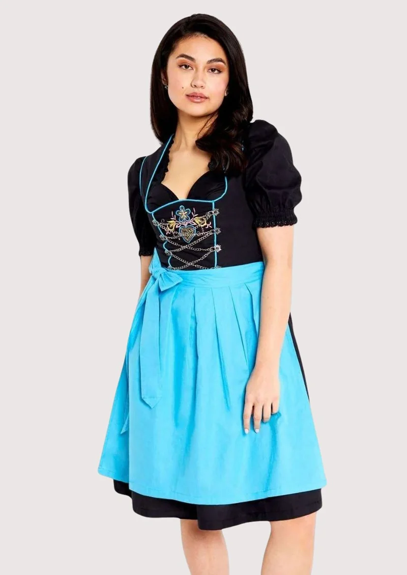 Women’s Black Blue Dirndl Dress
