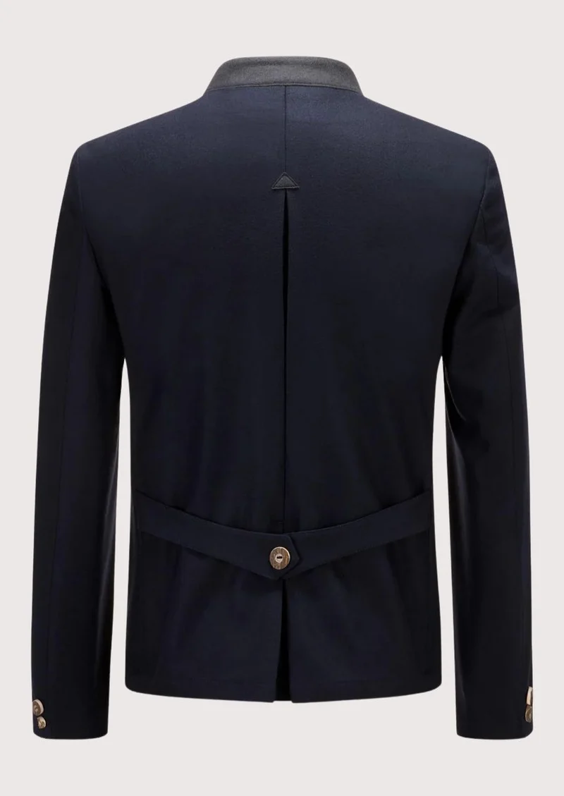 Mens Navy Stand Collar Formal Coat
