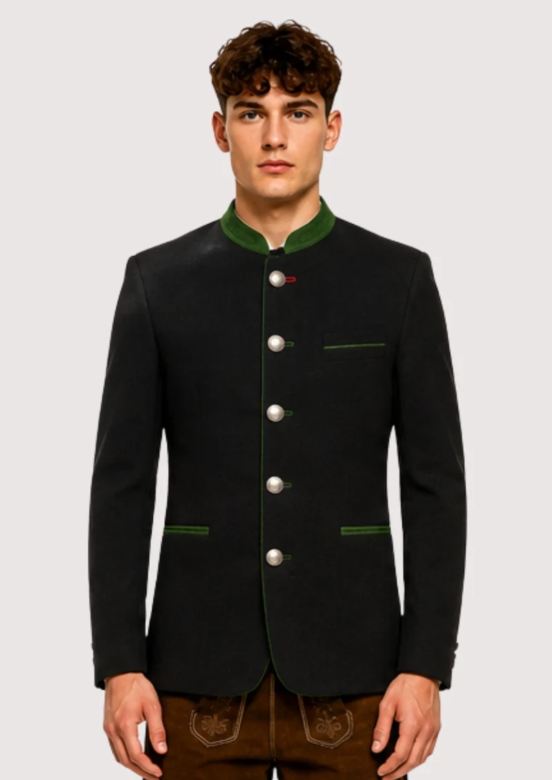 Mens Modern Black Traditional Coat