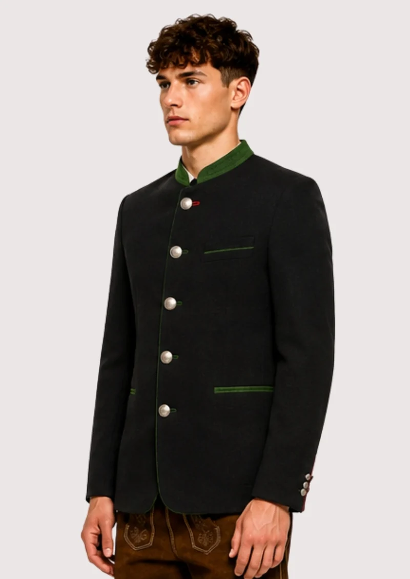 Mens Modern Black Traditional Coat