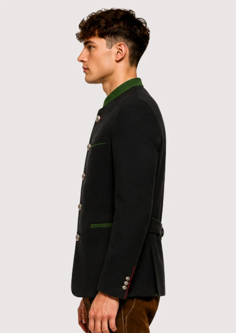 Mens Modern Black Traditional Coat