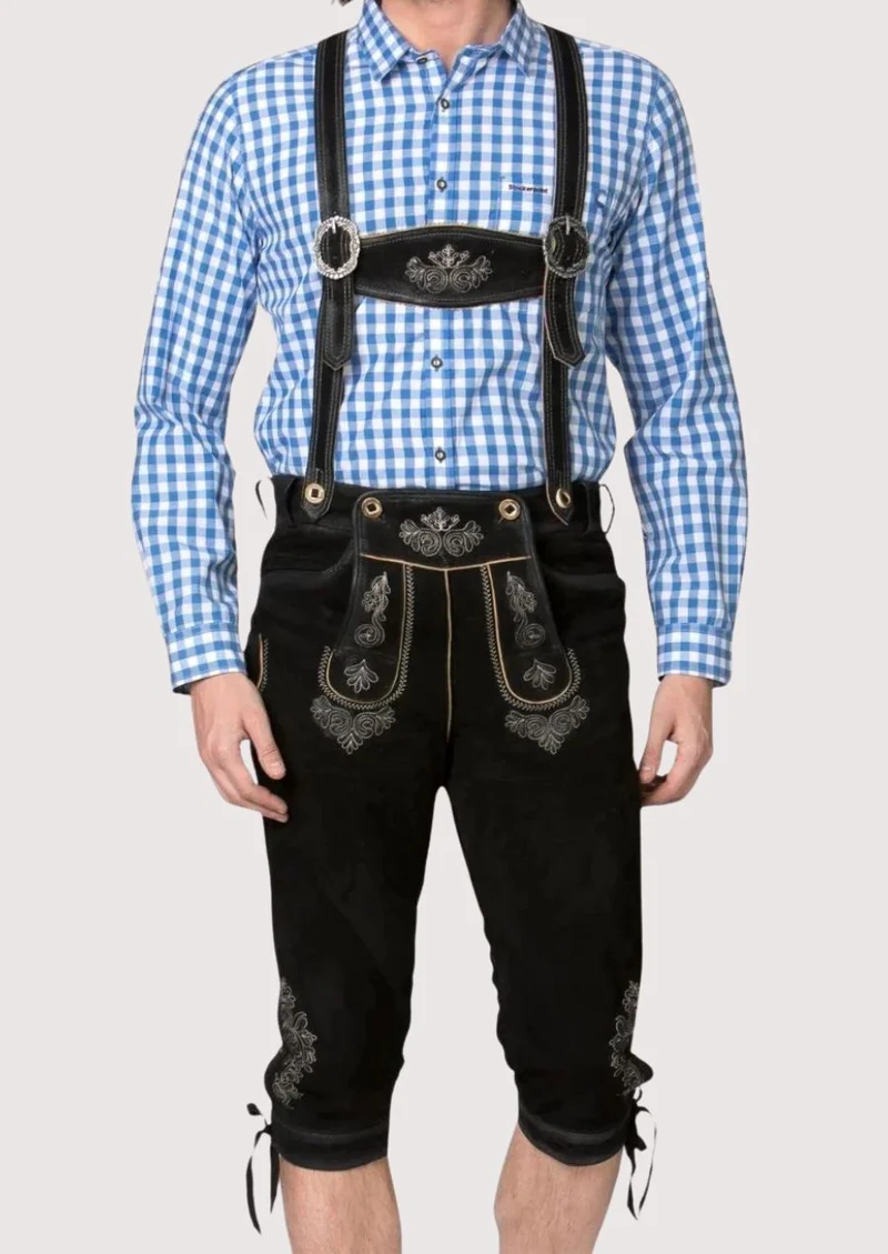 Mens Bavarian Midnight Black Bundhosen