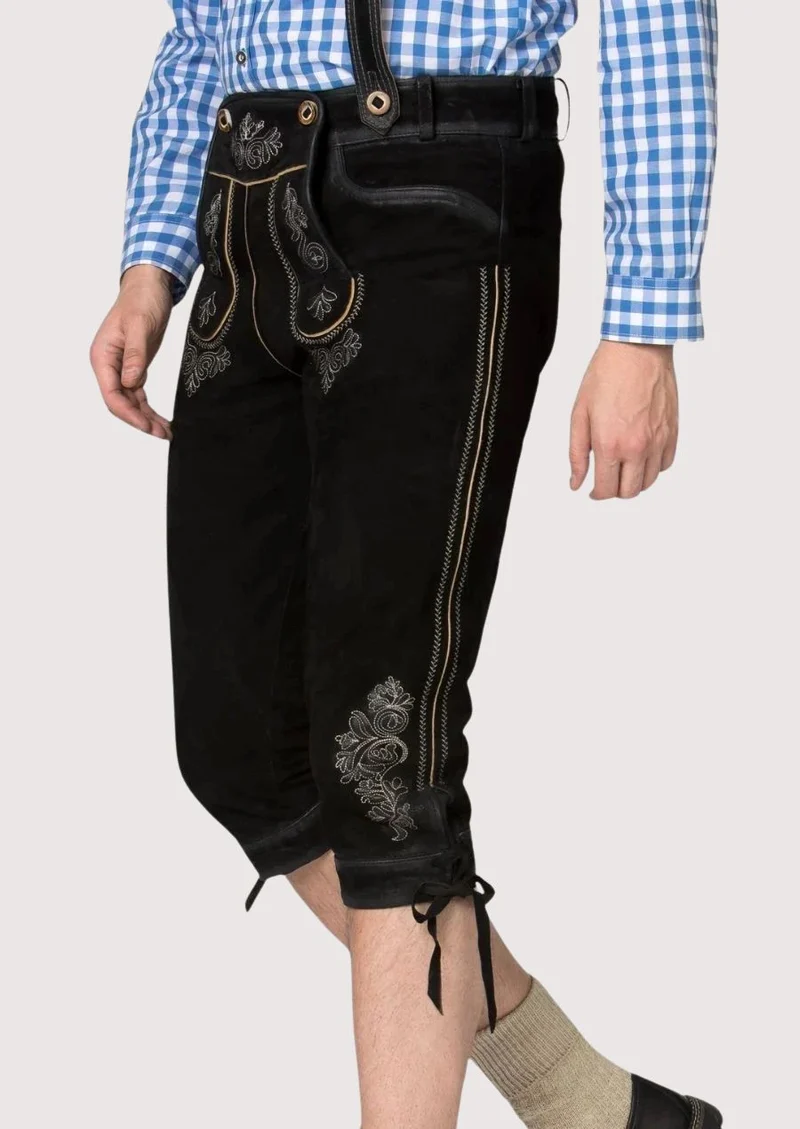 Mens Bavarian Midnight Black Bundhosen