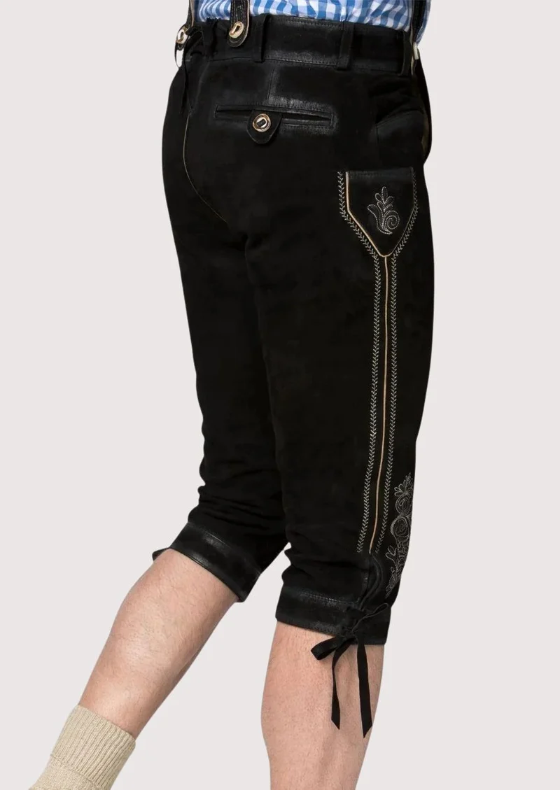 Mens Bavarian Midnight Black Bundhosen
