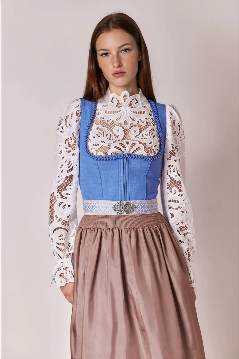 Julia Trentini Delia Midi Dirndl, Blue — 60cm