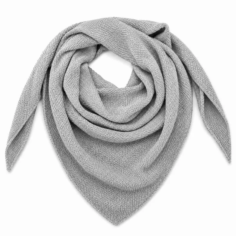 XL Strick Dreieckstuch - Schal 200 x 80 cm | Silbergrau