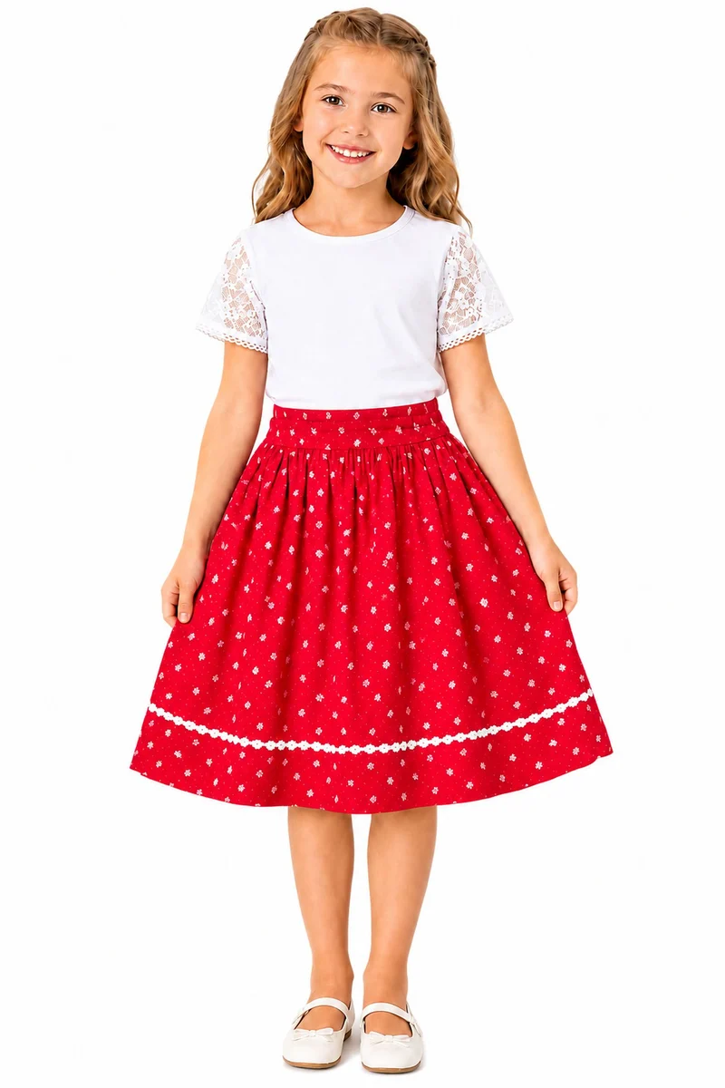 Isar-Trachten Mädchen Wenderock "Lisa" 60810 | Rosa Rot