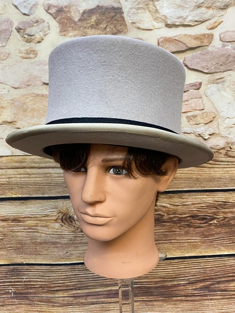 Vintage Zylinder Wegener Gr. 61 – grauer Herren-Zylinder aus Hutmacherei