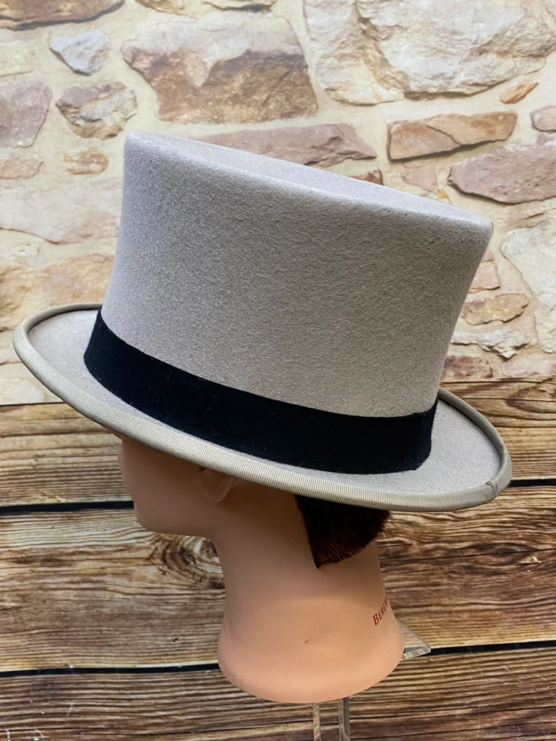 Vintage Zylinder Wegener Gr. 61 – grauer Herren-Zylinder aus Hutmacherei