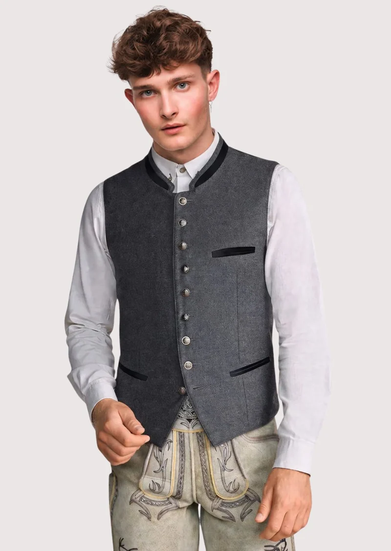 Luxurious Trachten Vest Grey – Perfect for Oktoberfest