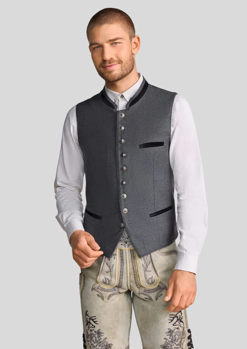 Luxurious Trachten Vest Grey – Perfect for Oktoberfest