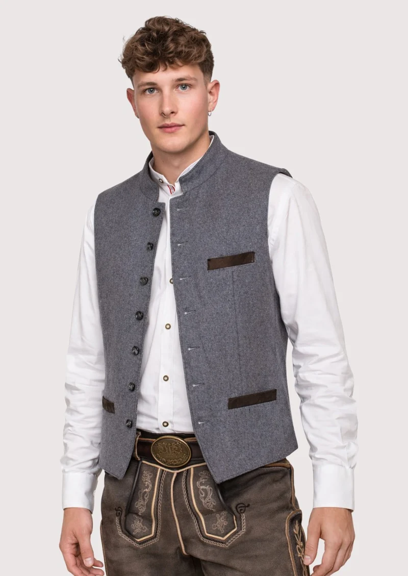 Heritage Oktoberfest Vest Grey – Authentic Alpine Design