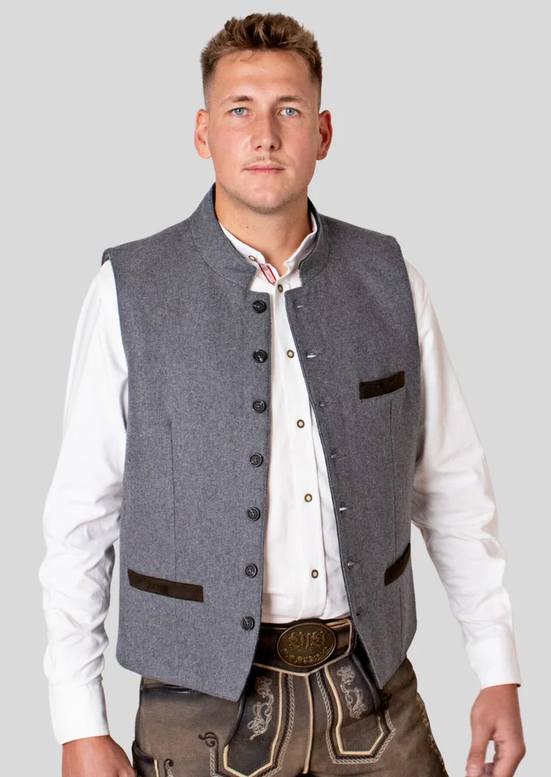 Heritage Oktoberfest Vest Grey – Authentic Alpine Design