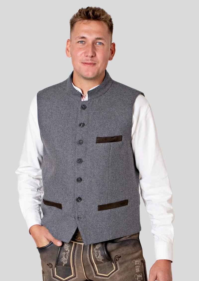Heritage Oktoberfest Vest Grey – Authentic Alpine Design