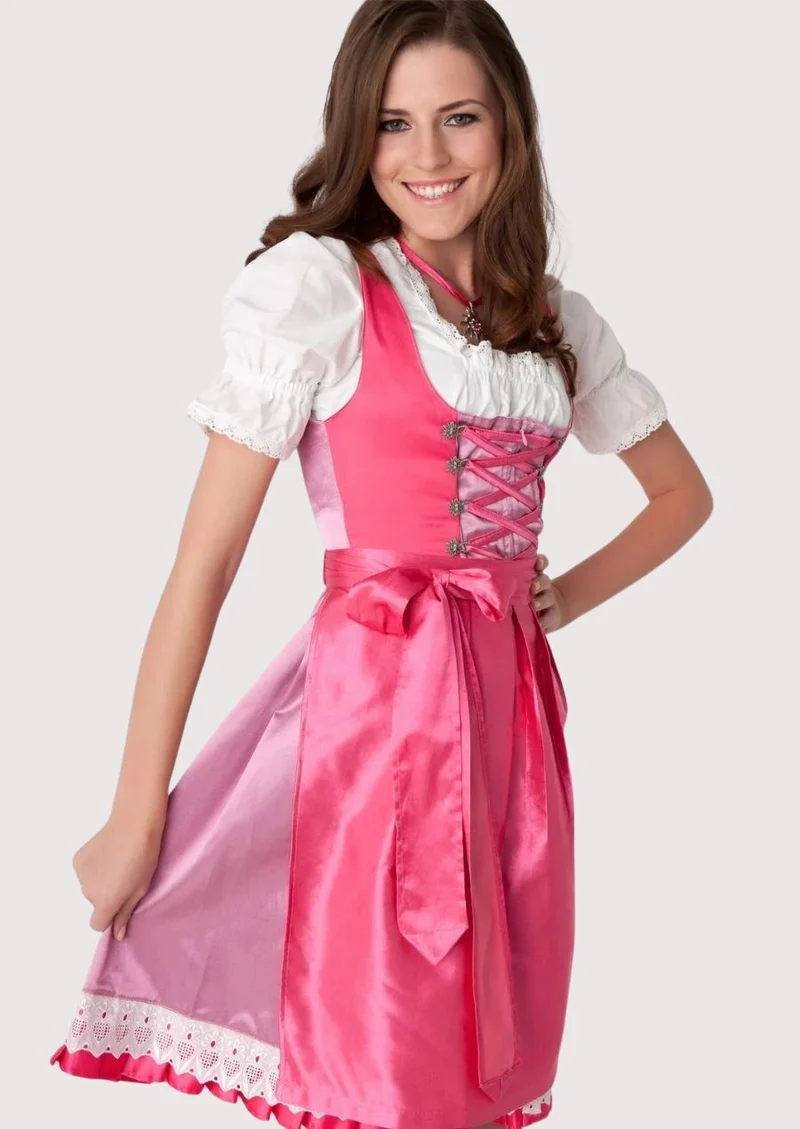 Women’s Satin Pink Dirndl Dress