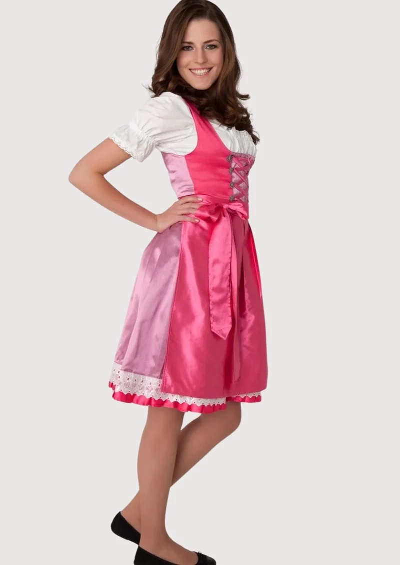 Women’s Satin Pink Dirndl Dress