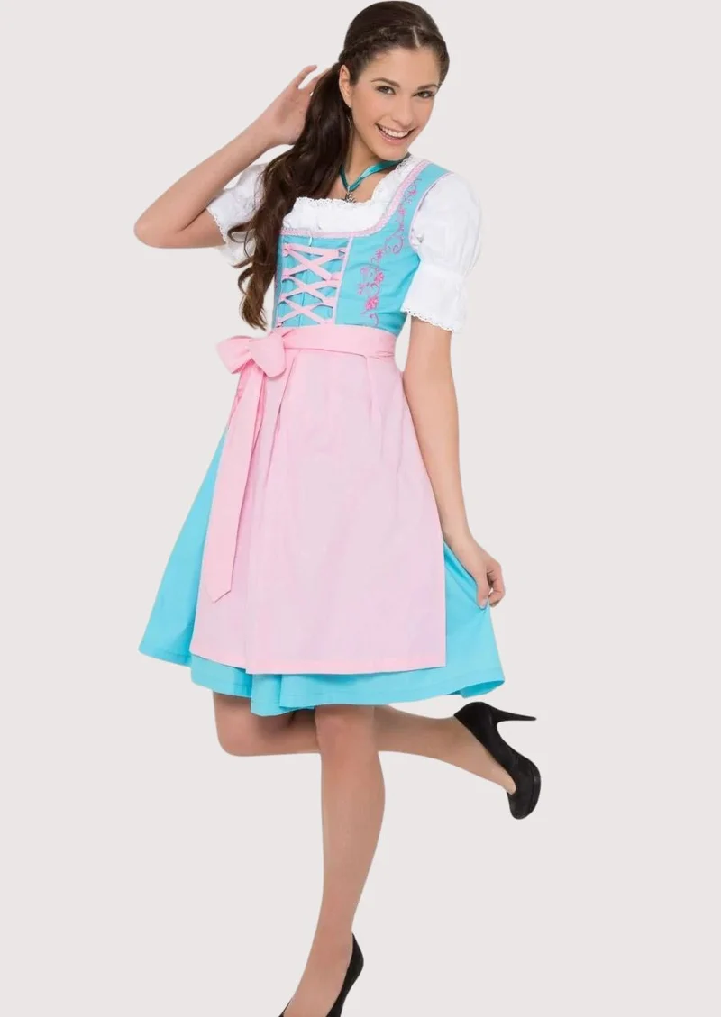 Women’s Aqua Pink Dirndl Dress