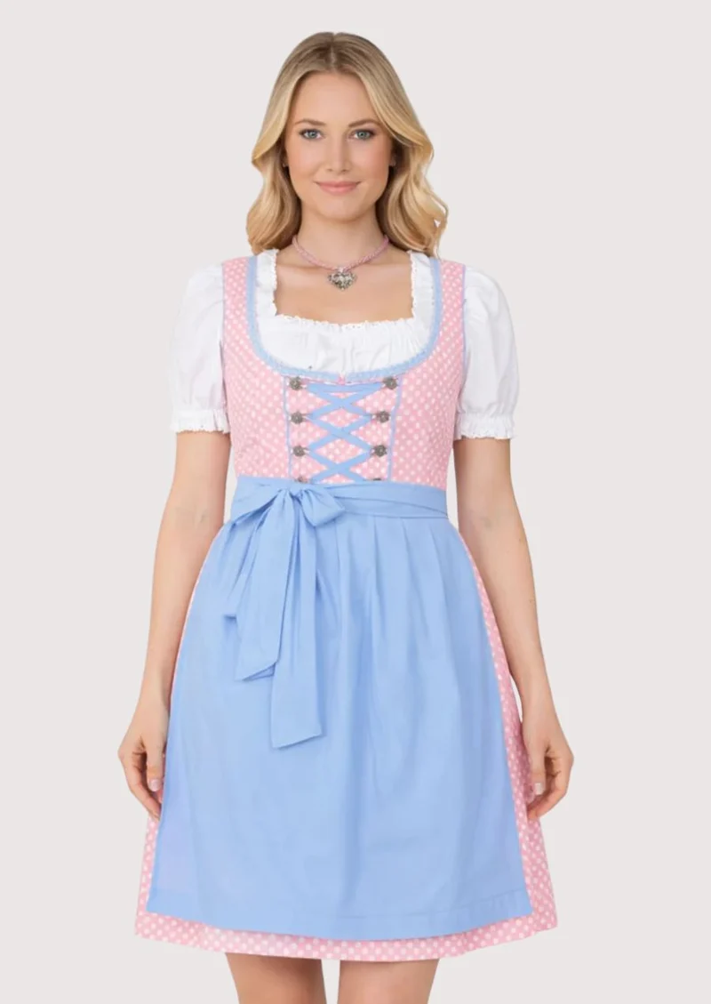 Women’s Pink Blue Dirndl Dress Fit