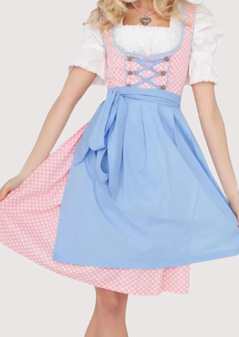 Women’s Pink Blue Dirndl Dress Fit