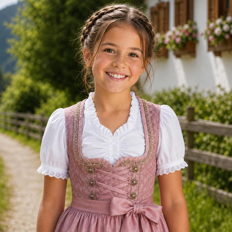 Isar-Trachten Kinder Dirndlbluse "Melissa" Herzausschnitt 70733 | Weiß