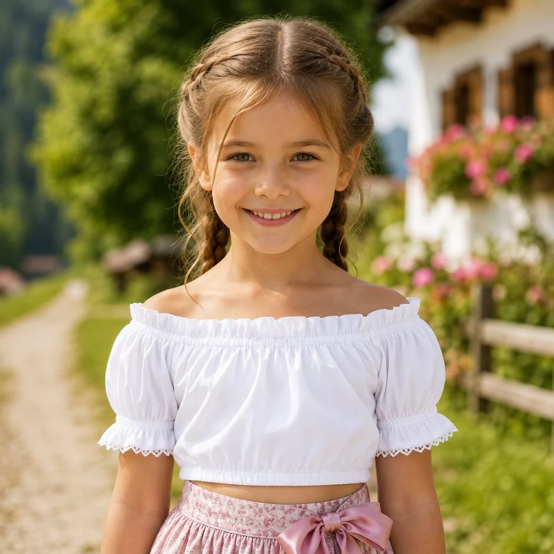 Isar-Trachten Kinder Carmen Dirndlbluse "Alina" 70729 | Weiß