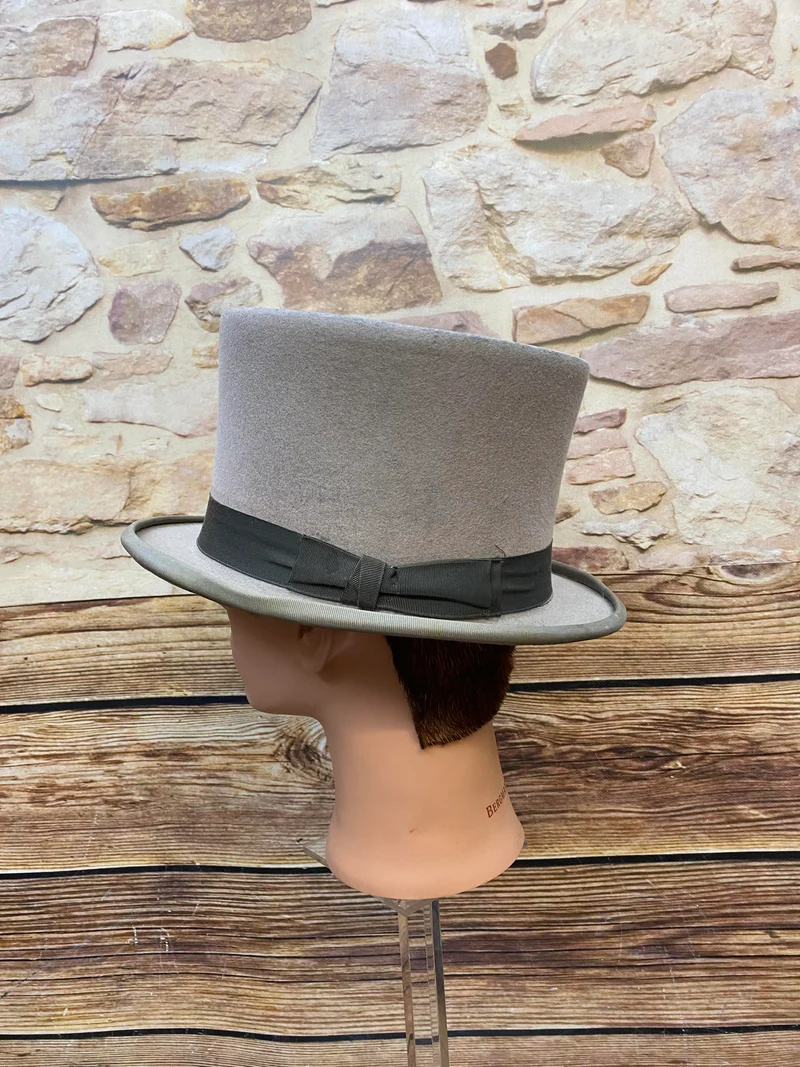 Vintage Zylinder Hut grau Gr. 60 – original Wegener Hutmacherei