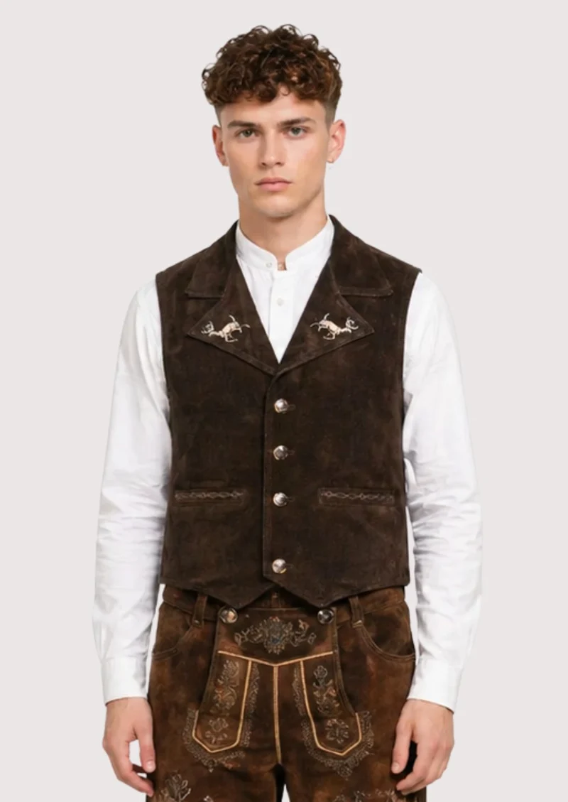 Luxurious Suede Oktoberfest Vest – Stylish & Comfortable
