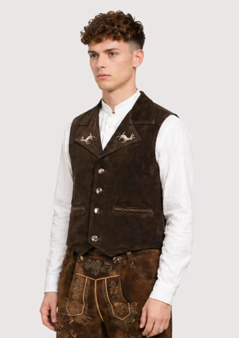 Luxurious Suede Oktoberfest Vest – Stylish & Comfortable