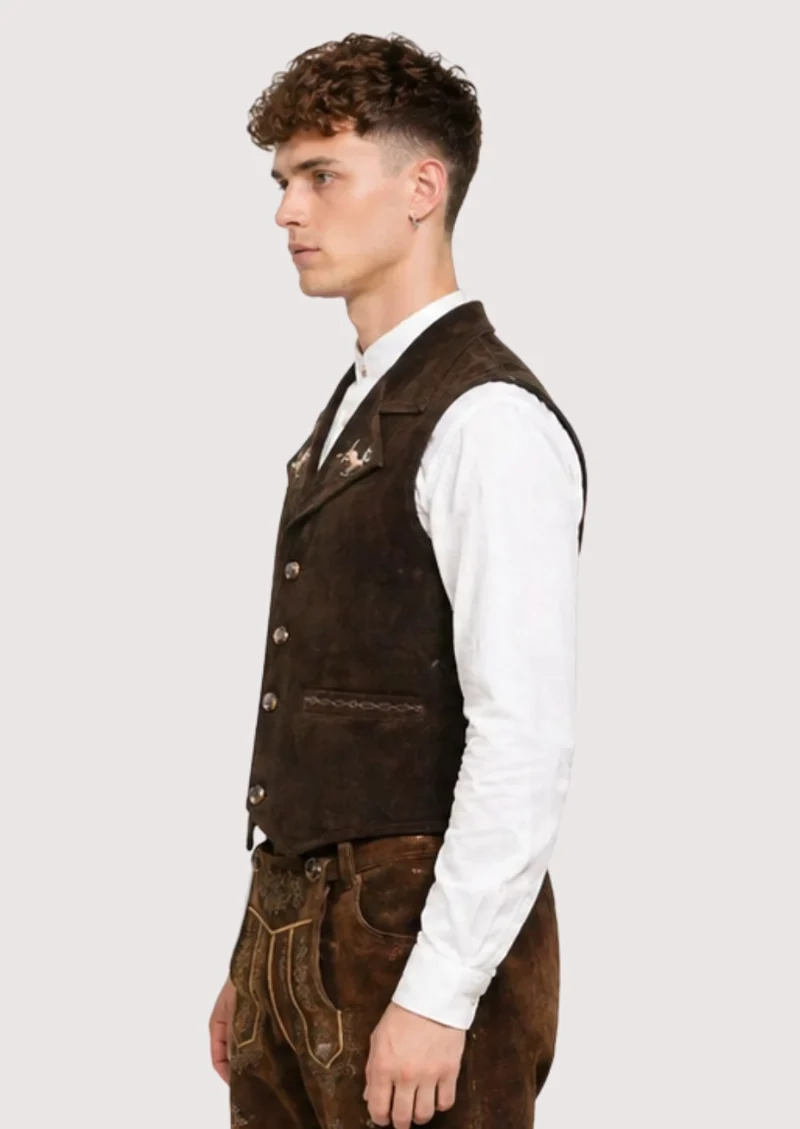 Luxurious Suede Oktoberfest Vest – Stylish & Comfortable