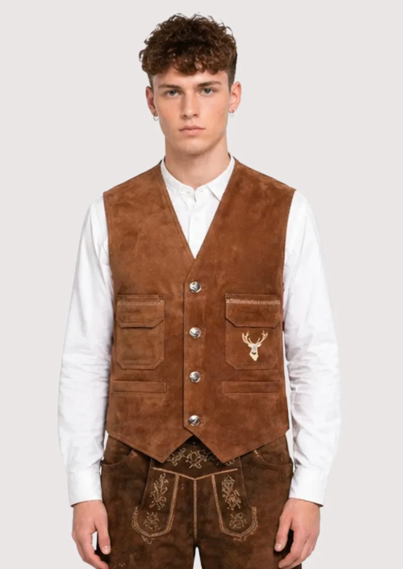 Suede Oktoberfest Leather Vest – Timeless Bavarian Style