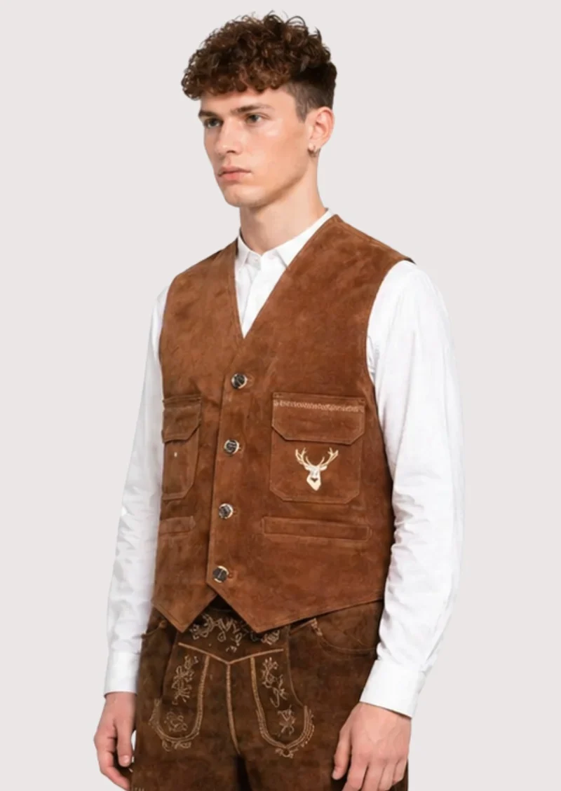 Suede Oktoberfest Leather Vest – Timeless Bavarian Style