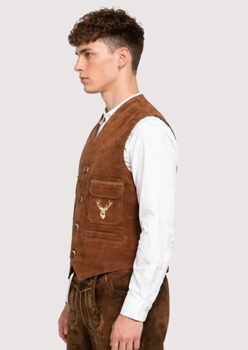 Suede Oktoberfest Leather Vest – Timeless Bavarian Style