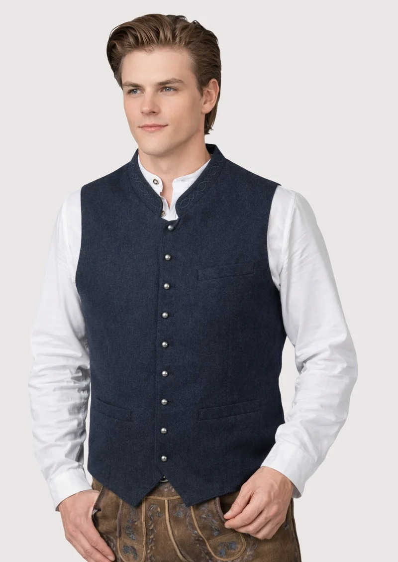Heritage Blue Trachten Vest – Authentic Alpine Craftsmanship